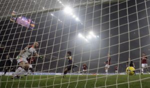 AC Milan's goalkeeper Abbiati reacts after Inter Milan's Palacio shoot to score during their Italian Serie A soccer match in Milan