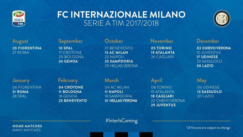 Calendario Inter 2017/2018